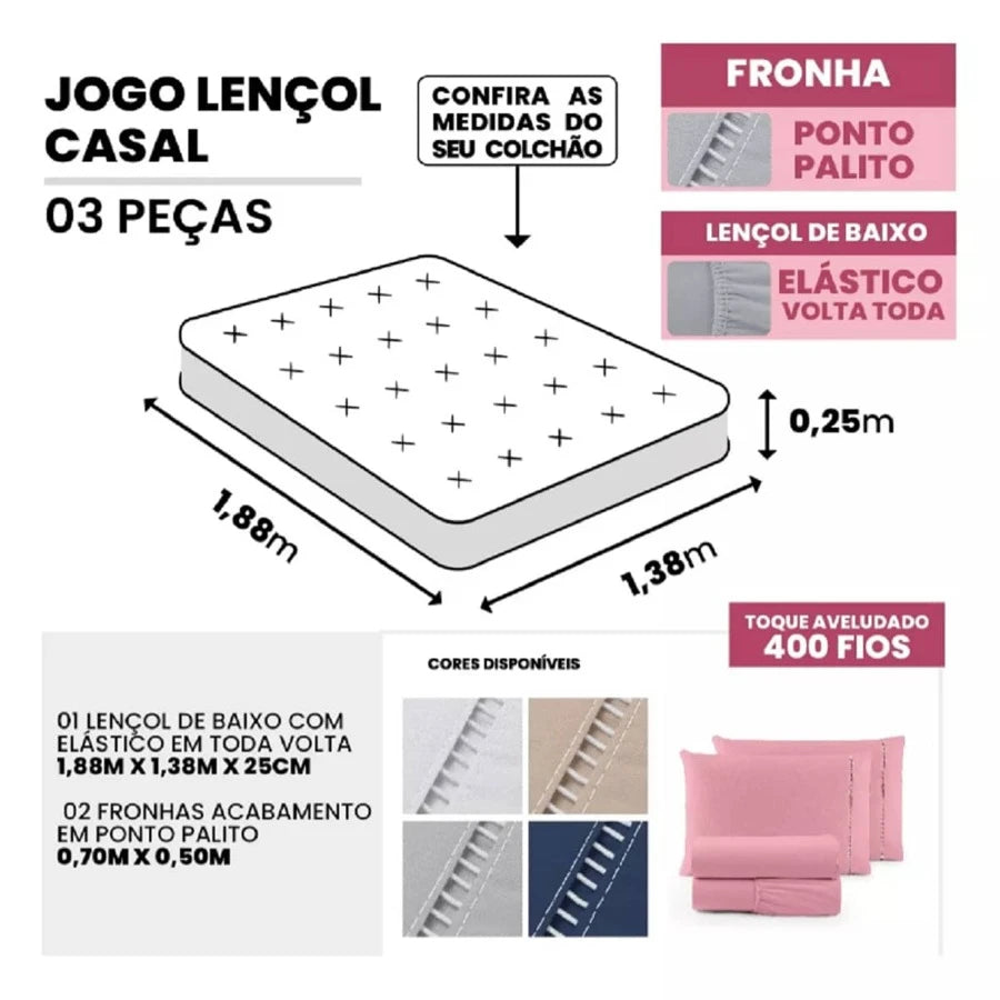 Jogo de Cama 400 fios Com Elástico