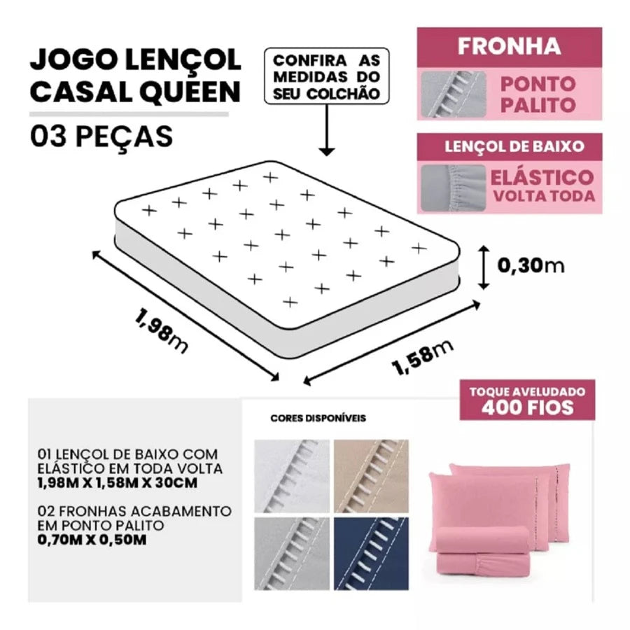 Jogo de Cama 400 fios Com Elástico