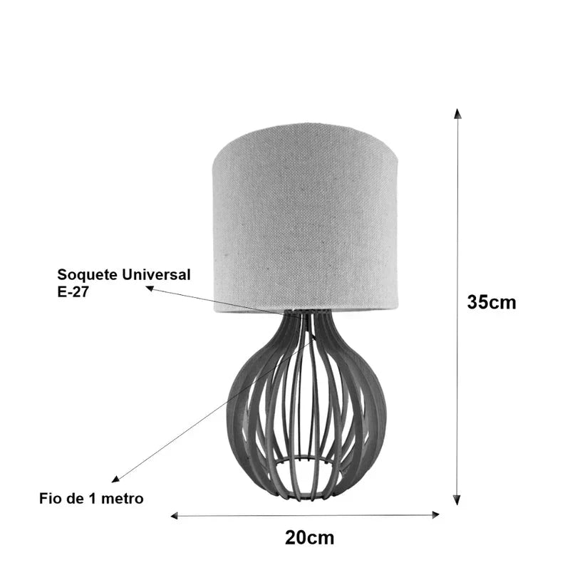 Abajur de Quarto com Cúpula em Linho